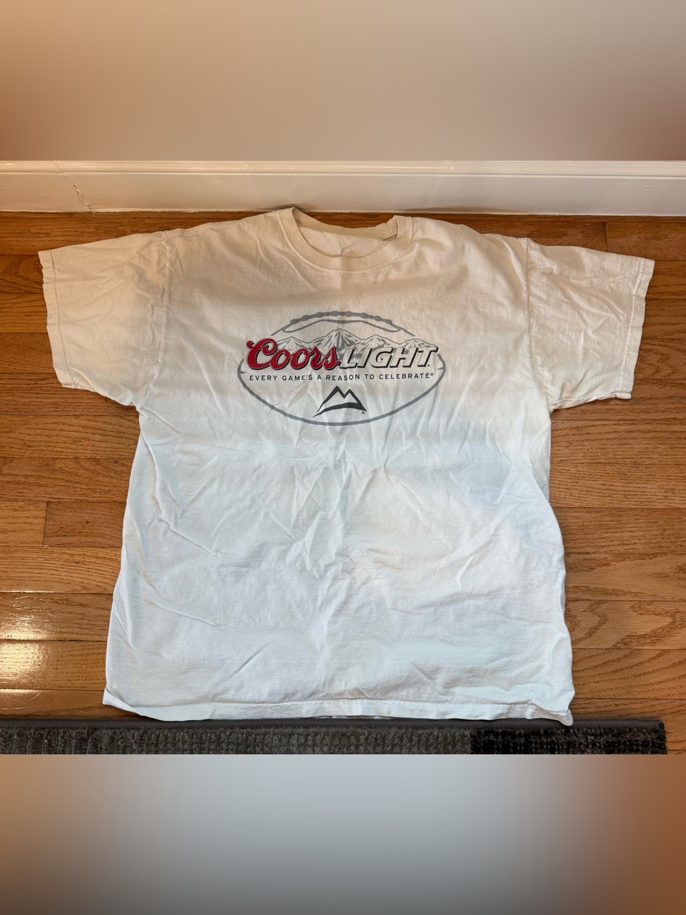 Men's White Graphic Tee Coors Light Beer Football T shirt